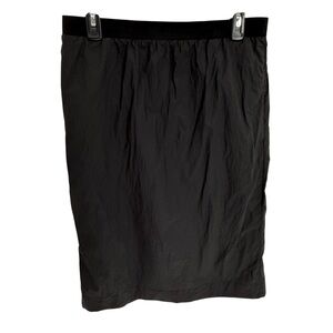COS Midi Skirt Womens Size 12 Nylon Lightweight Black Elastic Waist Back-zip